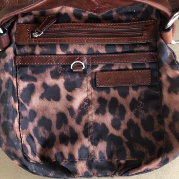 B. Makowsky Crocodile Embossed Brown Leather Crossbody Purse - Picture 5 of 10